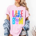Large Blossom Light Pink Lake Bum Summer Lake Life Retro Vintage Vibes By The Waterside Sunlit Memories Comfort Colors Tee