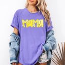 Medium Violet Purple Mama Yellow Checkered Flowers Retro Vintage Floral Pattern Modern Nostalgia Comfort Colors Tee