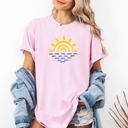 Large Blossom Light Pink Minimalist Sunset Summer Beach Vibes Edition Premium Soft Cotton Comfort Colors Tee