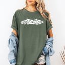 Large Moss Dark Green Retro Hibiscus Minimalist Beach Summer Flowers Tropical Coastal Vibe Comfort Colors Tee