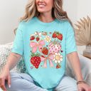 XL Chalky Mint Retro Strawberries And Daisies Vintage Floral Print Pretty Nostalgic Summer Vibe Comfort Colors Tee