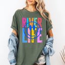 Large Moss Dark Green River Life Float Summer River Rat Retro Vintage Vibe Graphic Artwork Edition Comfort Colors Tee