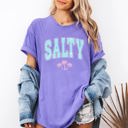  Salty Varsity Palm Trees Summer Beach Coastal Vibes For Sunny Days Comfort Colors Tee