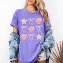 XL Violet Purple Seashell Beach Coquette Pearls Ribbon Summer Sunset Limited Edition Coastal Print Comfort Colors Tee