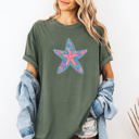 XL Moss Dark Green Starfish And Sea Life Summer Beach Vibes For Coastal Lovers And Sun Seekers Comfort Colors Tee