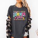  Summer Vibes Checkered Retro Floral Garden Party Collection Edition Comfort Colors Tee