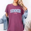 Large Berry Red Summer Vibes, Two Tone, Retro, Varsity, Beach Edition Limited Release Comfort Colors Tee