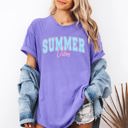 Medium Violet Purple Summer Vibes, Two Tone, Retro, Varsity, Beach Edition Limited Release Comfort Colors Tee