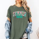 Large Moss Dark Green Summer Vibes Varsity Retro Beach Lifestyle Collection For Sunny Days Comfort Colors Tee