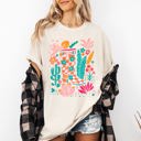 Small Ivory Cream Summer Retro Cowboy Boot Cowgirl Floral Botanical Southwestern Western Print Artwork Comfort Colors Tee