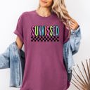 Medium Berry Red Sunkissed Retro Checkered Beach Summer Sunset Vibes Resort Edition Comfort Colors Tee