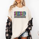 XXL Ivory Cream Sunkissed Retro Checkered Beach Summer Sunset Vibes Resort Edition Comfort Colors Tee