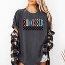 XL Pepper Dark Gray Sunkissed Retro Checkered Beach Summer Sunset Vibes Resort Edition Comfort Colors Tee