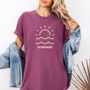 Medium Berry Red Sunkissed Retro Minimalist Sunshine Beach Summer Vibes Edition Comfort Colors Tee