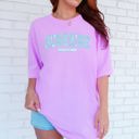 Large Violet Purple Sunshine State Of Mind Varsity Retro Palm Trees Summer Vibes Edition Comfort Colors Tee