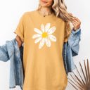 XL Mustard Vintage Daisy Floral Print With Sunlit Summer Vibes And Timeless Floral Charm Comfort Colors Tee