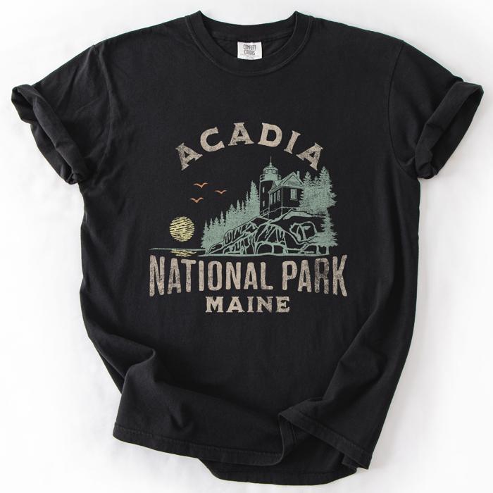 Acadia National Park Maine Nature Outdoors Camping Hiking Scenic Comfort Colors Tee