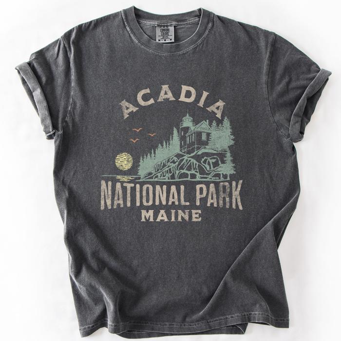 Acadia National Park Maine Nature Outdoors Camping Hiking Scenic Comfort Colors Tee