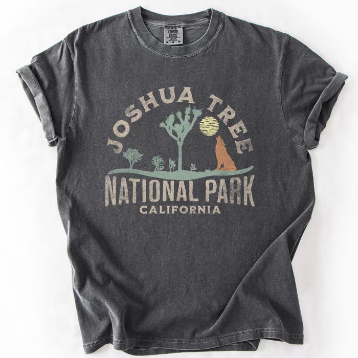 Joshua Tree National Park Desert Vistas Camping And Hiking Adventure Landscape Illustration Comfort Colors Tee