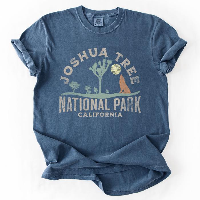 Joshua Tree National Park Desert Vistas Camping And Hiking Adventure Landscape Illustration Comfort Colors Tee