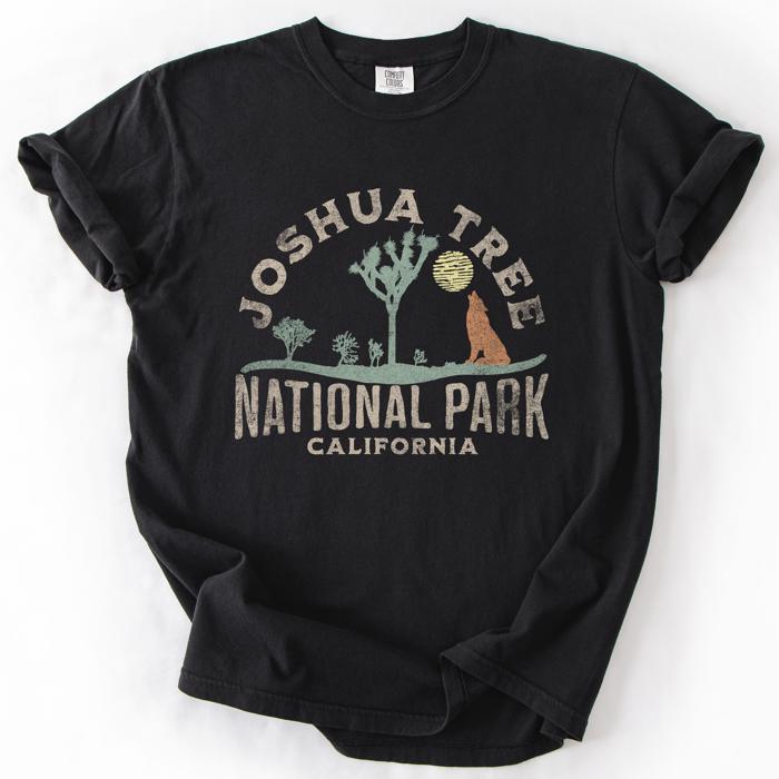 Joshua Tree National Park Desert Vistas Camping And Hiking Adventure Landscape Illustration Comfort Colors Tee