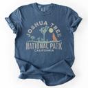 Small Denim Blue Joshua Tree National Park Desert Vistas Camping And Hiking Adventure Landscape Illustration Comfort Colors Tee