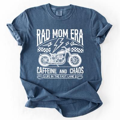 Rad Mom Era Caffeine and Chaos Sassy Mama Mother Real Life Supermom Everyday Hustle Coffee Loving Comfort Colors Tee