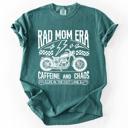 XXL Blue Spruce Green Rad Mom Era Caffeine and Chaos Sassy Mama Mother Real Life Supermom Everyday Hustle Coffee Loving Comfort Colors Tee