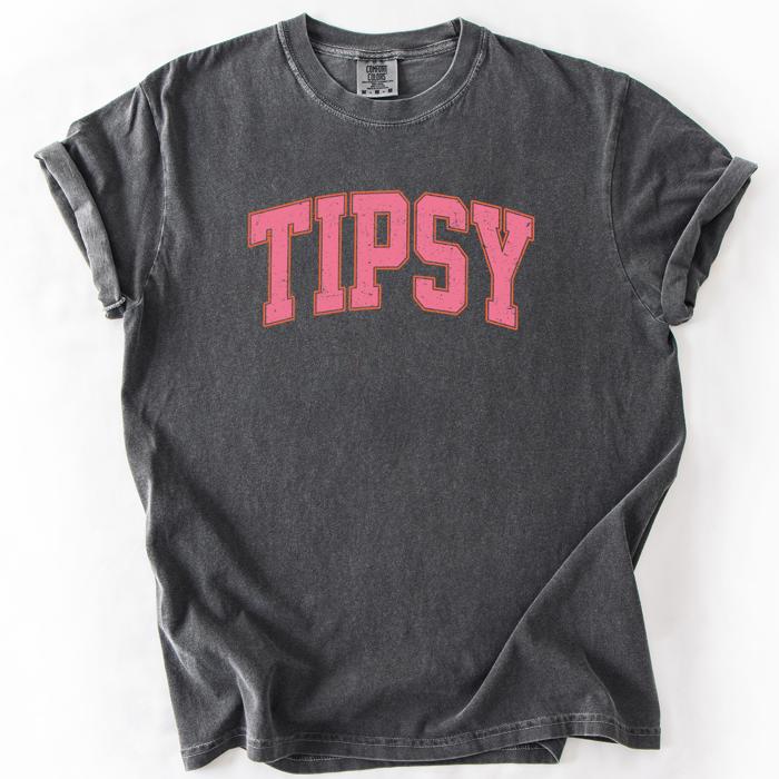 Tipsy Varsity Beach Sunshine Sarcastic Summer Vibe Edition Deluxe Comfort Colors Tee
