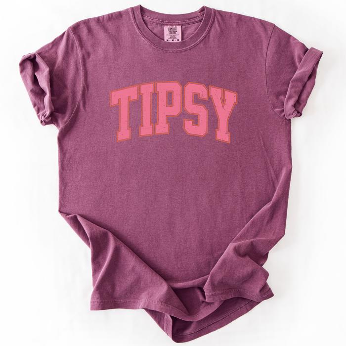 Tipsy Varsity Beach Sunshine Sarcastic Summer Vibe Edition Deluxe Comfort Colors Tee