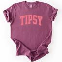 XL Berry Red Tipsy Varsity Beach Sunshine Sarcastic Summer Vibe Edition Deluxe Comfort Colors Tee