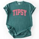 Small Blue Spruce Green Tipsy Varsity Beach Sunshine Sarcastic Summer Vibe Edition Deluxe Comfort Colors Tee