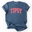 XXL Denim Blue Tipsy Varsity Beach Sunshine Sarcastic Summer Vibe Edition Deluxe Comfort Colors Tee