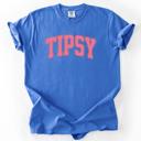 Medium Flo Blue Tipsy Varsity Beach Sunshine Sarcastic Summer Vibe Edition Deluxe Comfort Colors Tee