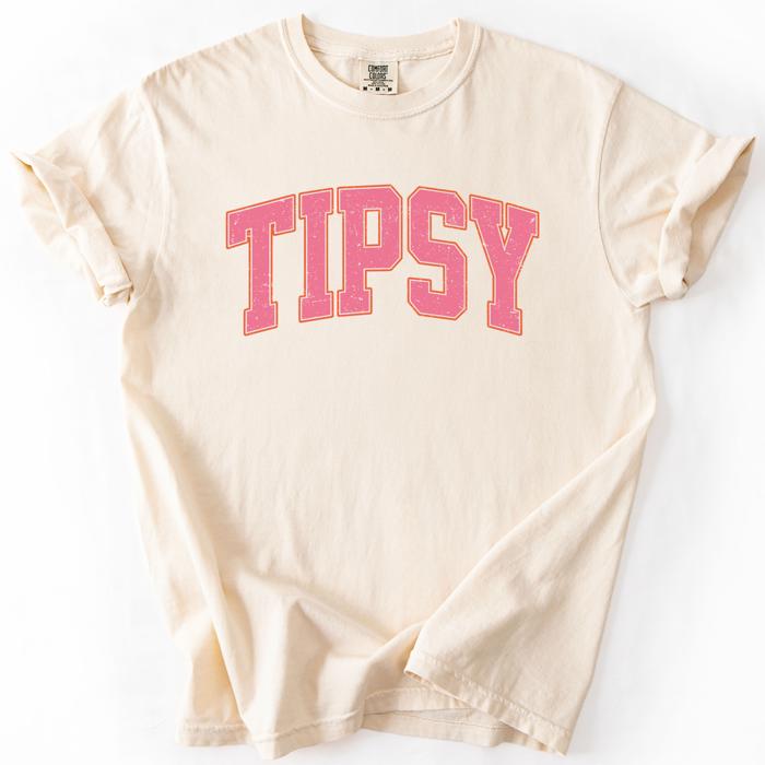 Tipsy Varsity Beach Sunshine Sarcastic Summer Vibe Edition Deluxe Comfort Colors Tee
