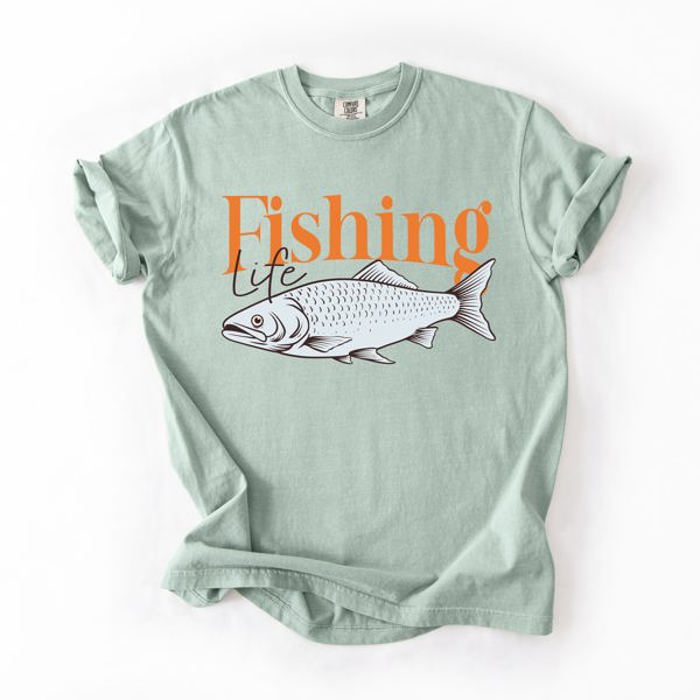 Fishing Life Boat Lake Sea Camping Outdoor Nature Travel Adventure Comfort Colors Tee