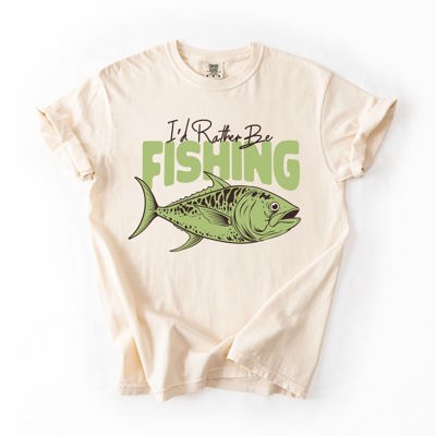 I'd Rather Be Fishing Boat Lake Life Sea Life Camping Outdoor Nature Travel Comfort Colors Tee