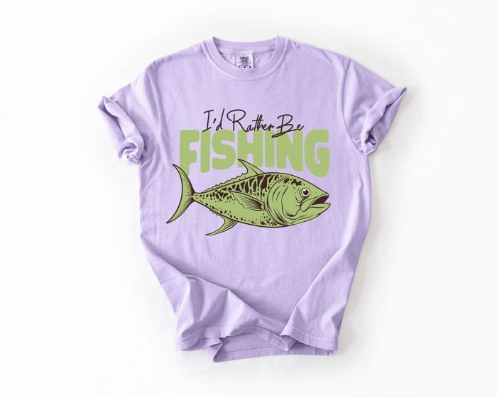 I'd Rather Be Fishing Boat Lake Life Sea Life Camping Outdoor Nature Travel Comfort Colors Tee