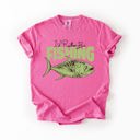 Medium Crunchberry Pink I'd Rather Be Fishing Boat Lake Life Sea Life Camping Outdoor Nature Travel Comfort Colors Tee
