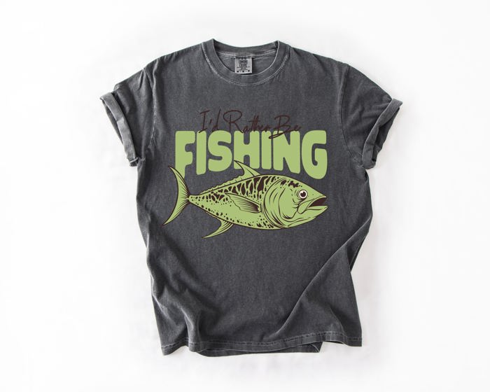 I'd Rather Be Fishing Boat Lake Life Sea Life Camping Outdoor Nature Travel Comfort Colors Tee