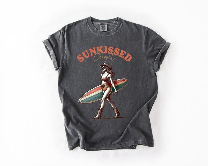 Sun Kissed Cowgirl Summer Beach Sea Life Outdoor Travel Western Country Comfort Colors Tee