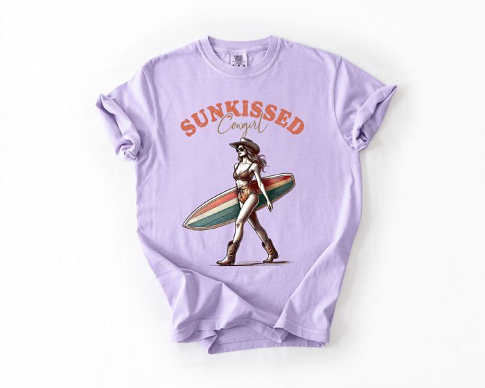 Sun Kissed Cowgirl Summer Beach Sea Life Outdoor Travel Western Country Comfort Colors Tee