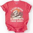Large Watermelon Pink A Clean Beaver, Get More Wood Classic Dad Humor Design Edition Comfort Colors Tee