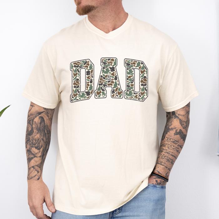 Dad's Camo Classic Old School Camouflage Outdoorsman Tribute For Fathers Husbands Brothers And Dads Comfort Colors Tee