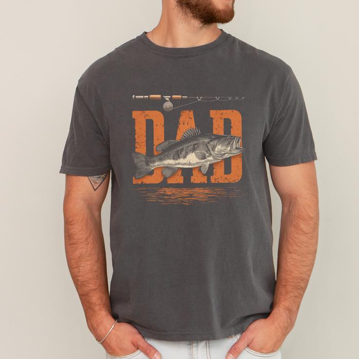 Dad's Camo Fishing Camp Outdoors Enthusiast Who Loves Lakes Rivers And Trails Comfort Colors Tee