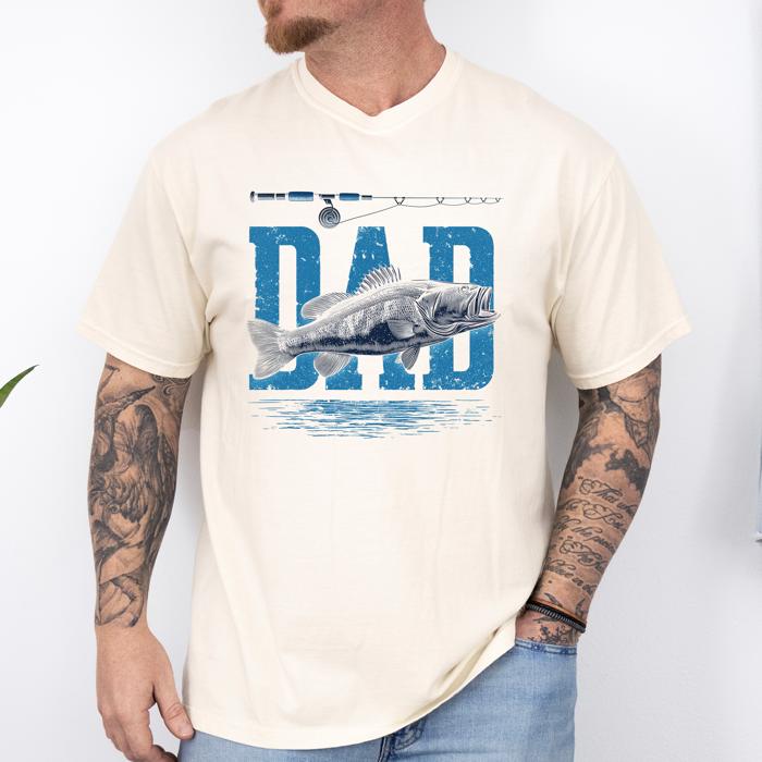 Dad's Camo Fishing Camp Outdoors Enthusiast Who Loves Lakes Rivers And Trails Comfort Colors Tee