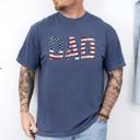 Medium Denim Blue Dad Patriotic American Flag Stars and Stripes USA Proud Father Comfort Colors Tee
