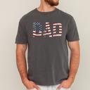 XL Pepper Dark Gray Dad Patriotic American Flag Stars and Stripes USA Proud Father Comfort Colors Tee