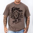 Small Espresso Brown Fear Not, For I Am With You, Lion Bible Verse Faith Motto Inspirational Comfort Colors Tee