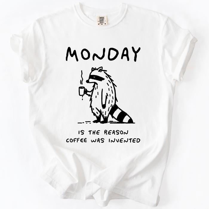 Monday Raccoon Coffee Funny Everyday Morning Struggle Humor Edition Comfort Colors Tee